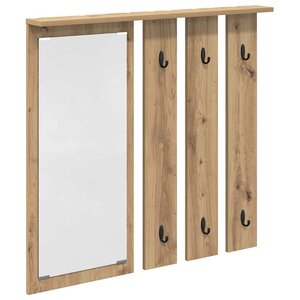 vidaXL Porte-manteau mural avec miroir chêne artisanal 84 x 10 x 80 cm