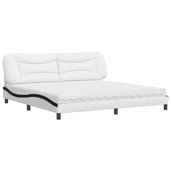 vidaXL Lit avec matelas blanc et noir 200x200 cm similicuir
