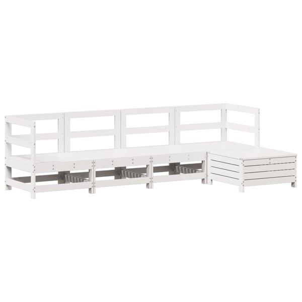 vidaXL Salon de jardin 5 Pièces blanc bois massif de pin