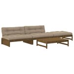 vidaXL Salon de jardin 4 Pièces avec coussins marron miel bois massif