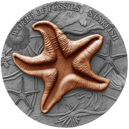 Pièce de monnaie en Argent 2 Dollars g 62.2 (2 oz) Millésime 2019 World of Fossils STARFISH