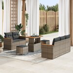 Ensemble de canapé de jardin 8 pièces avec coussins gris poly rotin