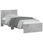 vidaXL Cadre de lit sans matelas avec tête de lit gris béton 90x190 cm