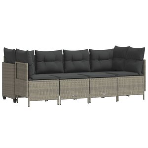 vidaXL Salon de jardin 5 Pièces avec coussins gris clair résine tressée