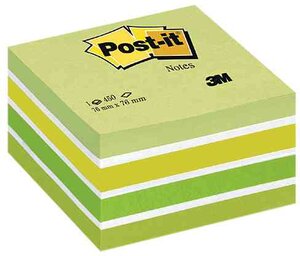 3M Post-it Bloc cube, vert pastel, 76 x 76 mm POST-IT