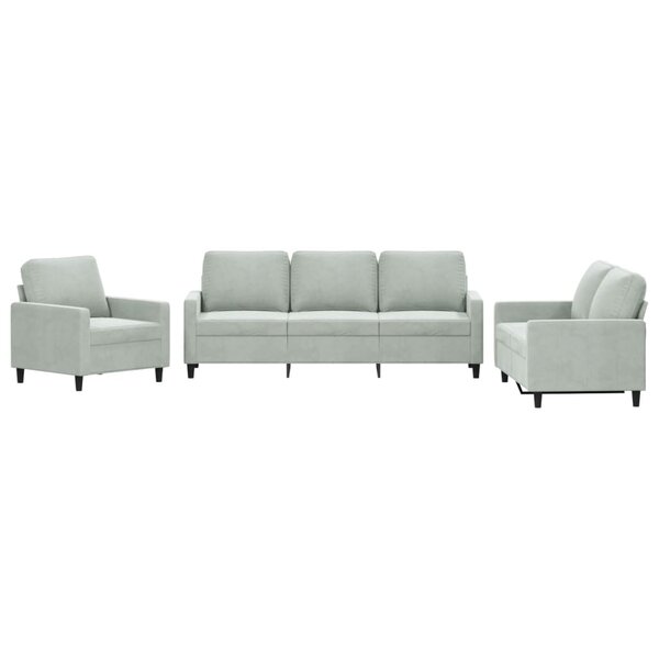 vidaXL Ensemble de canapés 3 Pièces avec coussins Gris clair Velours