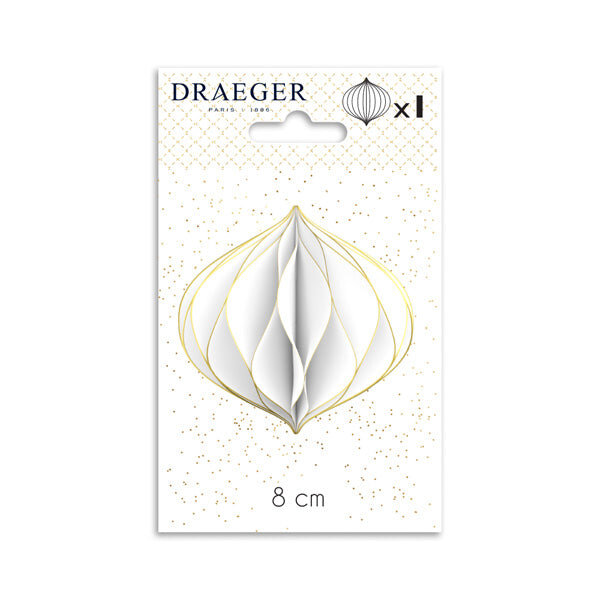Boule En Papier Blanche - Nid D'abeille Blanc - Finitions Paillettes Dorées - Spécial Réveillon - Draeger paris