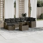 vidaXL Salon de jardin 8 Pièces avec coussins gris résine tressée