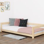 Lit simple sommier bois vernis 140 x 200 cm