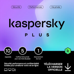 Kaspersky Plus - Licence 1 an - 10 appareils - A télécharger