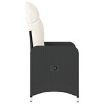vidaXL Chaises inclinables de jardin lot de 2 et coussins noir rotin