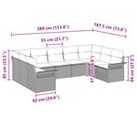 vidaXL Ensemble de Canapés de Jardin 9 Pièces avec Coussins Marron Rotin Poly