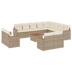 vidaXL Salon de jardin avec coussins 13 Pièces beige résine tressée