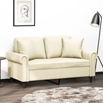 vidaXL Canapé 2 places avec oreillers crème 120 cm similicuir