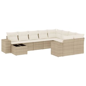 vidaXL Salon de jardin avec coussins 10 Pièces beige résine tressée