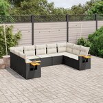 vidaXL Salon de jardin 9 Pièces avec coussins noir résine tressée