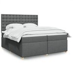 vidaXL Sommier à lattes de lit avec matelas Gris foncé 200x200cm Tissu
