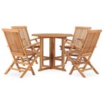 vidaXL Mobilier à dîner d'extérieur pliable 5 Pièces Bois solide de teck