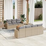 vidaXL Salon de jardin avec coussins 8 Pièces beige résine tressée