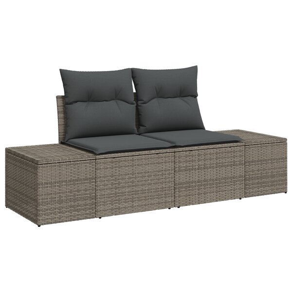 vidaXL Canapé de jardin 2 places avec coussins gris en rotin poly