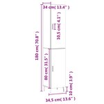 vidaXL Buffet haut Chêne fumé 34 5x34x180 cm Bois d'ingénierie