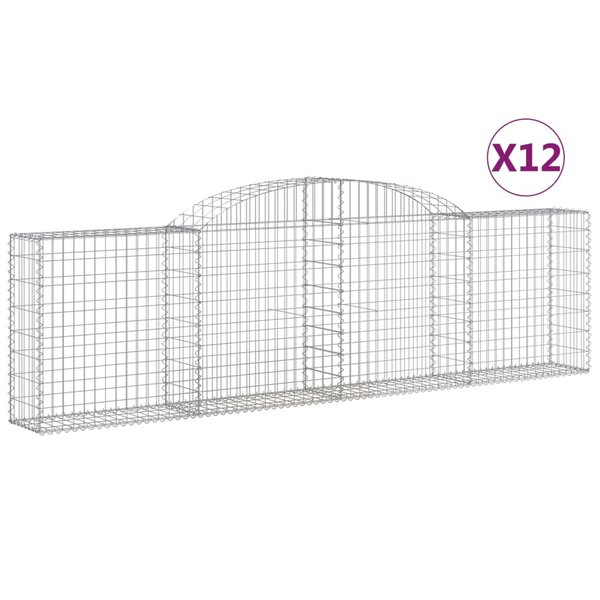 vidaXL Paniers à gabions arqués 12 Pièces 300x30x80/100 cm fer galvanisé