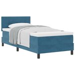 lit boxspring vidaXL avec matelas bleu foncé simple en velours
