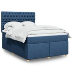 vidaXL Sommier à lattes de lit avec matelas Bleu 140x200 cm Tissu