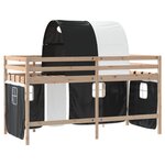 vidaXL Lit mezzanine enfants et tunnel blanc/noir 80x200cm pin massif