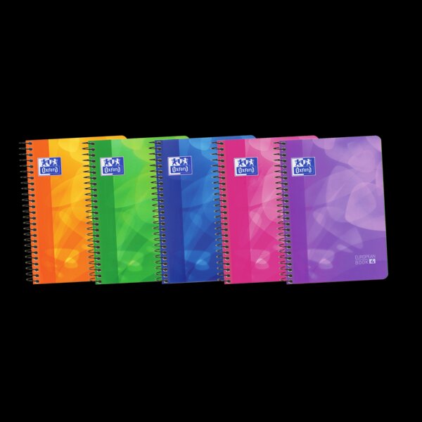 LOT de 5 Oxford School Lagoon 8ème Livre Européen - Couverture Plastique Résistante - Cahier 120 Feuilles - Format 4 5x5 - Couleurs Assorties
