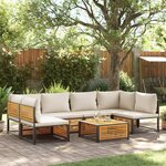 vidaXL Salon de jardin avec coussins 7 Pièces bois massif d'acacia