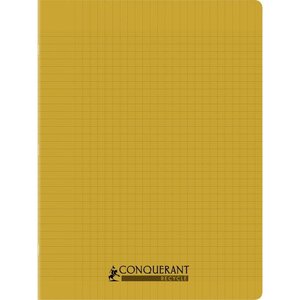 Cahier recyclé et recyclable  96 pages seyès 90 g  couverture polypropylène jaune  format 24 x 32 cm CONQUERANT