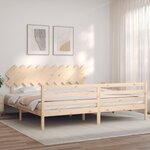 vidaXL Cadre de lit avec tête de lit 200x200 cm bois massif