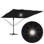 vidaXL Parasol Déporté Roma avec LEDs Noir 286x285x270 cm Aluminium