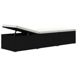 vidaXL Chaise longue avec coussin et table à thé rotin Blanc crème