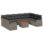 Ensemble de Canapés de Jardin de 10 Pièces avec Coussins Gris Rattan Poly Acacia