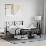 vidaXL Cadre de lit métal sans matelas avec pied de lit noir 120x200cm