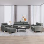 vidaXL Ensemble de canapés 4 Pièces avec coussins Gris foncé Tissu