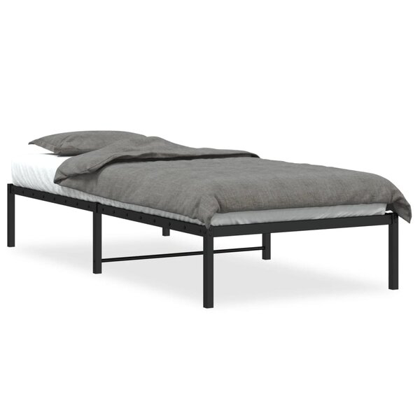vidaXL Cadre de lit métal noir 90x190 cm