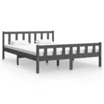 vidaXL Cadre de lit Gris Bois massif 150x200 cm Très grand