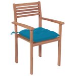 vidaXL Chaises de jardin 2 Pièces avec coussins bleu Bois de teck massif