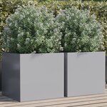 vidaXL Jardinières 2 Pièces argenté 49x47x46 cm acier galvanisé