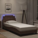 vidaXL Cadre de lit avec lumières LED marron 80x200 cm similicuir