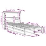 vidaXL Cadre de lit sans matelas cire marron 90x190 cm bois pin massif