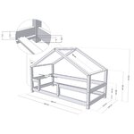 Lit cabane enfant LUCKY 120 x 200 gris
