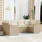 vidaXL Salon de jardin avec coussins 6 Pièces beige résine tressée