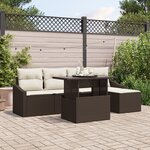 vidaXL Ensemble de Canapés de Jardin 6 Pièces avec Coussins Marron en Poly Rotin