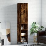 vidaXL Buffet haut Chêne fumé 34 5x34x180 cm Bois d'ingénierie