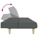 vidaXL Canapé-lit à 2 places avec repose-pied gris foncé tissu