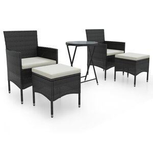 vidaXL Ensemble de bistro de jardin 5 Pièces poly rotin et verre trempé